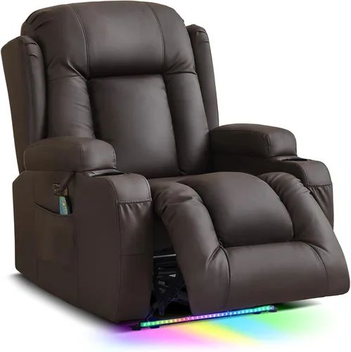 Miniatura 31 de TUNYI Sofá Reclinable Eléctrico Loveseat con Masaje y Calor, Asientos de Cine en Casa con Consola, Sofá Reclinable RV Loveseat con USB/Toma