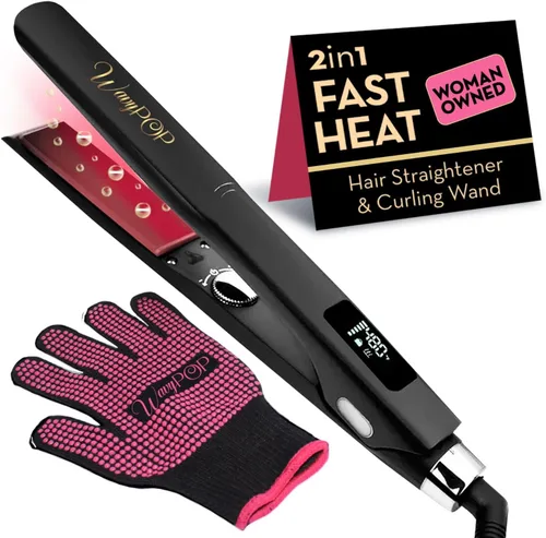 Miniatura 11 de PRO 2 en 1 Profesional Nano Titanio Plancha Plana Plancha Plana Plancha y Varita Curling Hasta 480F Calentamiento 10s 1.25 pulgadas