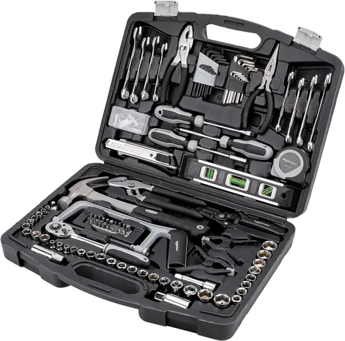 Miniatura 10 de Amazon Basics Juego de herramientas manuales de mecánico y reparación del hogar general de 65 piezas con estuche de almacenamiento, portátil, asas
