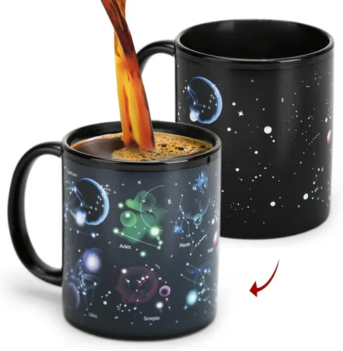 Regalos de Astronomía Taza de Café con Tapa, 12 Regalos del Espacio de Constelaciones para Hombres y Mujeres, Taza de Cerámica con Tema de Planeta y