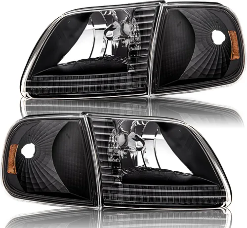 Miniatura 12 de Conjunto de faros BRYGHT Compatible con [Todos los modelos] 08-14 Ford E150 E250 08-21 E350 E450 Super Duty Faros de repuesto con carcasa cromada