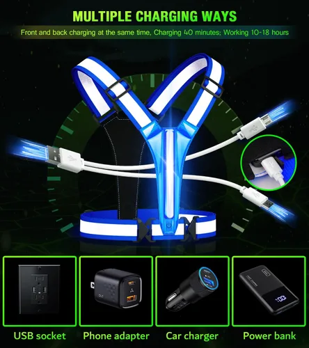 Miniatura 5 de Chaleco reflectante para correr con luz LED, chaleco reflectante recargable de alta visibilidad