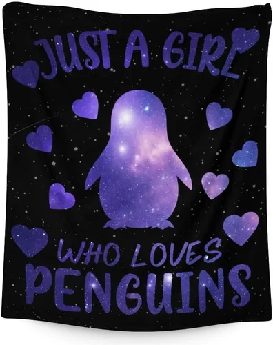 Manta de pingüino para regalar – Manta de 30 x 40 pulgadas para adultos y niños, mantas negras de felpa suave para sofá, oficina