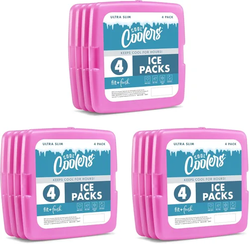 Cool Coolers de Fit & Fresh, paquetes de hielo delgados reutilizables y duraderos, paquetes fríos para enfriadores, paquetes de hielo planos para