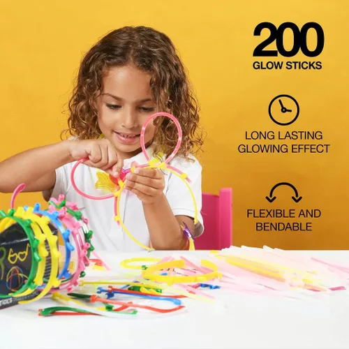 Miniatura 2 de Paquete de 500 collares y pulseras de varillas brillantes para fiestas, suministros de fiesta ultra brillantes que brillan en la oscuridad