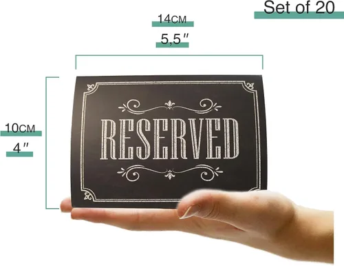 Miniatura 3 de Paquete de 20 letreros de mesa rústicos reservados – Señales reservadas para boda – Carteles de pizarra negra reservados – Accesorios de boda
