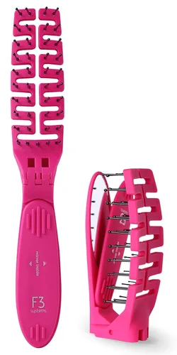 Cepillo de pelo plegable compacto con espejo, peine desenredante para adultos y niños, portátil para viajes y almacenamiento, cabello húmedo y seco