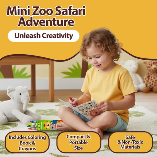 Miniatura 2 de Fun Express Mini Zoo Sarfari - Juego de libros y crayones para colorear de animales, 12 libros y 12 cajas de crayones - Recuerdos de fiesta
