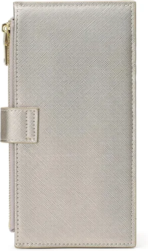 Miniatura 6 de GOIACII - Carteras para mujer de dos pliegues con bloqueo RFID y 2 bolsillos con cremallera, Dorado plata, M