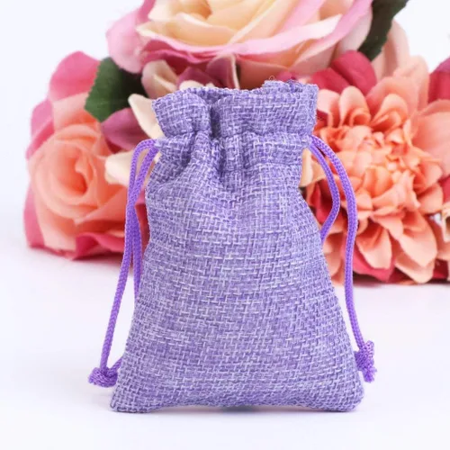 Miniatura 8 de Tvoip Paquete de 30 bolsas de arpillera con cordón, bolsas de regalo para bodas, fiestas y manualidades (morado claro, 4 x 5.5 pulgadas)