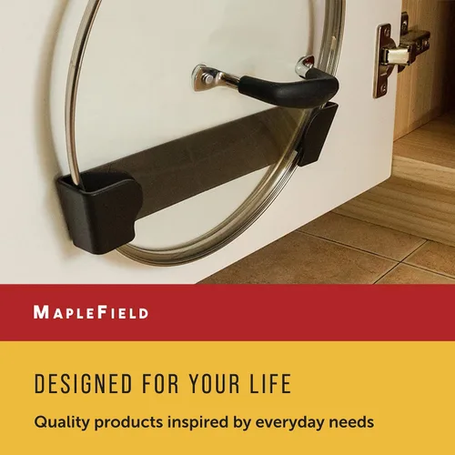 Miniatura 9 de Maplefield Organizador ajustable para tapas de ollas, montaje adhesivo y almacenamiento de puerta de armario, almacenamiento de tapa y organizador