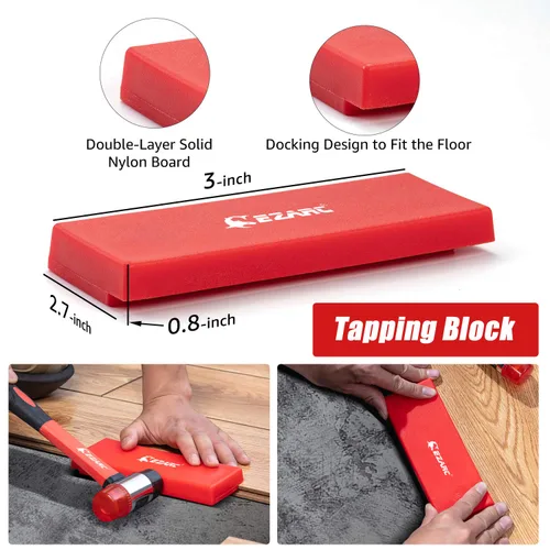 Miniatura 5 de EZARC Kit de instalación de pisos de madera laminada de 64 piezas con mazo reforzado de doble cara, barra de tracción resistente, bloque de roscado