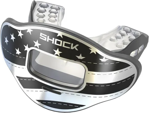 Miniatura 11 de Shock Doctor Protector de labios, protector bucal para adultos y jóvenes con correa, boquilla de fútbol transpirable de apertura ancha para jóvenes