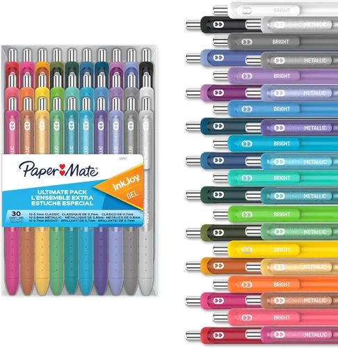 Miniatura 8 de Paper Mate Paquete Variado de Bolígrafos, Bolígrafos de Gel Retráctiles InkJoy, Punta de Fieltro Flair, 28 Unidades - Colores Surtidos, Escritura