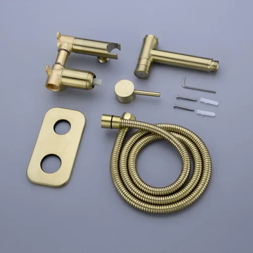 Miniatura 6 de TRUSTMI Juego de Rociador de Bidé Oculto de Agua Caliente y Fría para Baño, Rociador de Mano Shattaf, Accesorio de Inodoro de Agua Tibia, Oro Cromo