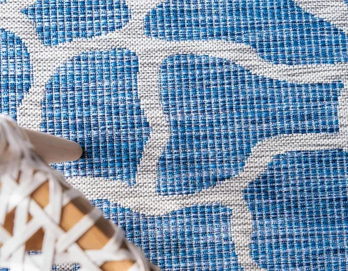 Miniatura 5 de Unique Loom Outdoor Safari Collection - Alfombra de área - Jirafa (2' x 6' 1" camino, azul/gris)