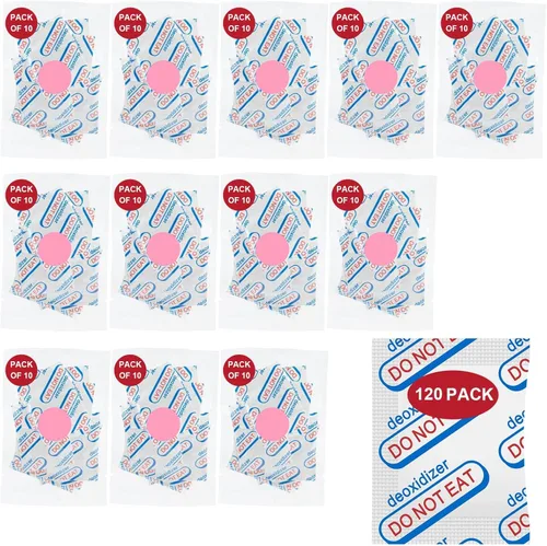 120 paquetes de absorbentes de oxígeno de grado alimenticio de 300 CC (10 paquetes en bolsa de vacío individual, 12 paquetes de 10), absorbentes de