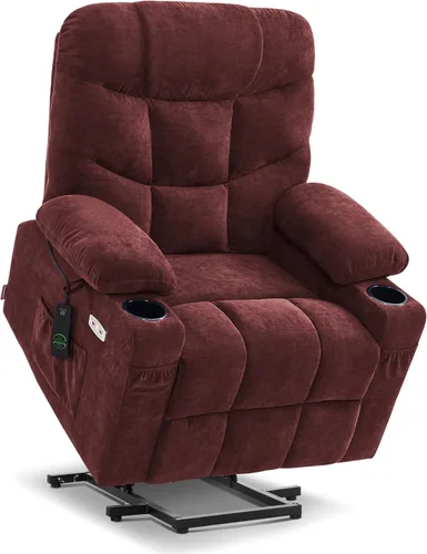 Miniatura 17 de MCombo Silla reclinable Power Lift con reposapiés extendido para personas mayores, tela 7287 (marrón, mediano)