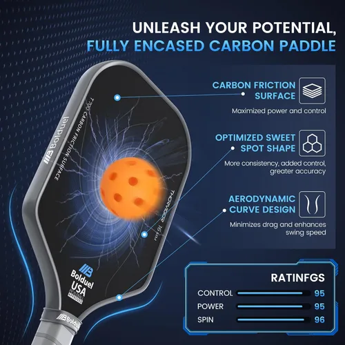 Miniatura 2 de Paletas de pickleball de fibra de carbono aprobadas por USAPA de nivel profesional para jugador agresivo y ofensivo, raqueta de pickleball con Fibra