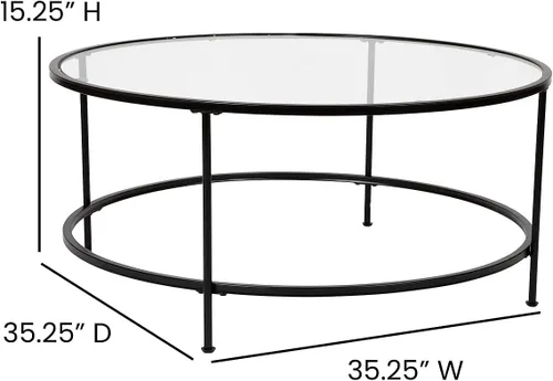 Miniatura 3 de Flash Furniture Astoria Collection - Mesa de centro redonda, moderna mesa de centro de cristal transparente, marco dorado mate