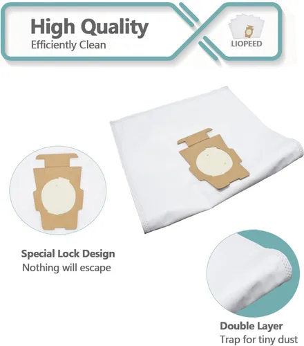 Miniatura 4 de Paquete de 6 bolsas de polvo para aspiradora para parte 205811 204814 204811, bolsas universales de tela blanca para todos los modelos