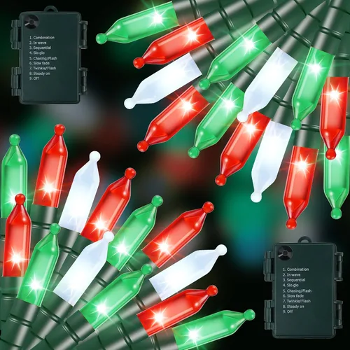 RECESKY Paquete de 2 Luces de Cadena de Navidad con Temporizador Incorporado - Total 100 LED 36 pies Luces de Cadena de Hadas a Batería - Mini
