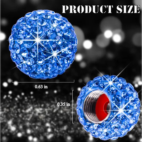 Miniatura 2 de 4 tapas de válvula de vástago de neumático con diamantes de imitación brillantes para mujer, universales para automóviles, SUV, camiones, Azul/claro