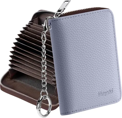 Miniatura 27 de Mayski - Cartera para tarjetas de crédito con cremallera para mujeres, tarjetero pequeño de acordeón, llavero, tarjetero para tarjetas de Manzana