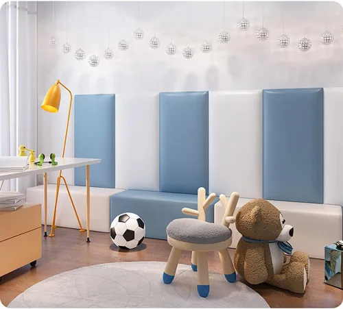 Miniatura 2 de Paneles tapizados 3D anticolisión para niños, paneles de pared tapizados para despegar y pegar, cabecero Queen, panel de protección decorativo