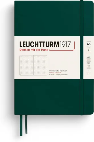 Miniatura 69 de LEUCHTTURM1917 - Cuaderno de tapa dura mediano A5 con 251 páginas numeradas para escritura y diario (verde menta, con puntos)