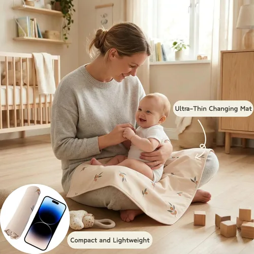 Miniatura 2 de Cambiador de bebé de cuero vegano - Cambiador portátil lavable, cambiador plegable de viaje para bebé, regalos de ducha para recién nacidos y niños