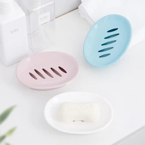 Miniatura 2 de Soporte para jabón, estante de plástico, paquete de 2 unidades con drenaje, fácil limpieza, bandeja blanda para ducha y baño