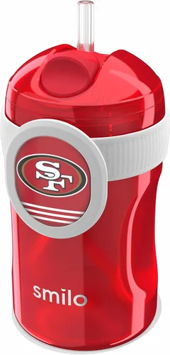 Miniatura 24 de Smilo Vaso con popote de Arizona Cardinals con licencia oficial de la NFL, para bebés y niños pequeños, con popote de silicona ponderado y capacidad