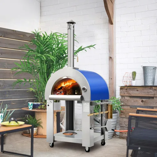 Miniatura 2 de KOSTCH Horno de pizza de gas propano y leña de 32.5 pulgadas para cocina al aire libre en acero inoxidable, horno grande para pizza para exteriores