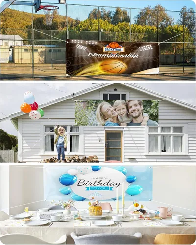 Miniatura 7 de Pancartas y letreros de vinilo personalizados para exteriores, pancarta personalizada con texto y logo para fiestas de cumpleaños, decoración