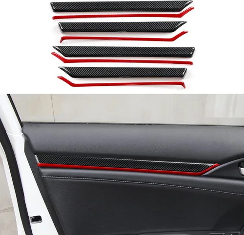 Miniatura 17 de Calcomanías de panel de consola central de aire acondicionado para Honda Civic 2016-2021, accesorios de 10ª generación, calcomanías de fibra