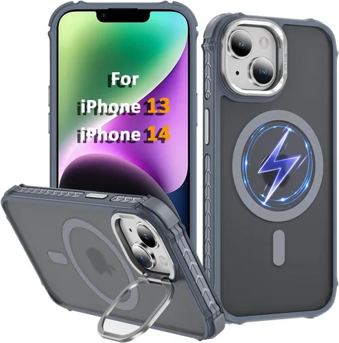 Miniatura 8 de i Phone 13 - Funda para iPhone 14, compatible con carga inalámbrica MagSafe, resistente, a prueba de golpes, soporte ajustable, color rojo mate