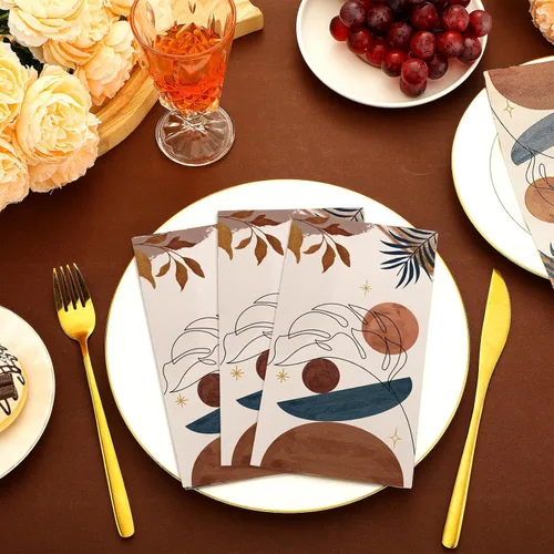 Miniatura 2 de Paquete de 100 servilletas florales desechables de papel de 2 capas decorativas para cena, servilletas de cóctel de flores para baño, inodoro