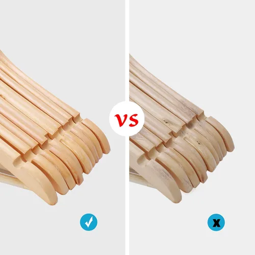 Miniatura 2 de Paquete de 18 perchas de madera resistente con acabado extra suave, muescas cortadas con precisión y gancho giratorio cromado de 360 grados, perchas