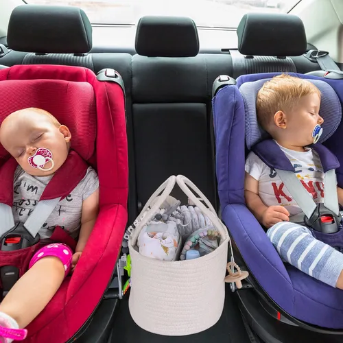 Miniatura 12 de Organizador de pañales para bebé con cuerda de algodón para niña o niño, cesta de almacenamiento portátil para guardería, bolsa de transporte