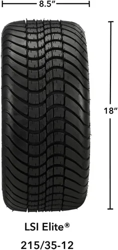 Miniatura 4 de RM Cart Raptor de 12 pulgadas, negro/mecanizado en neumáticos LSI Elite 215/35-12 (juego de 4), se adapta a carritos Yamaha, neumáticos y ruedas