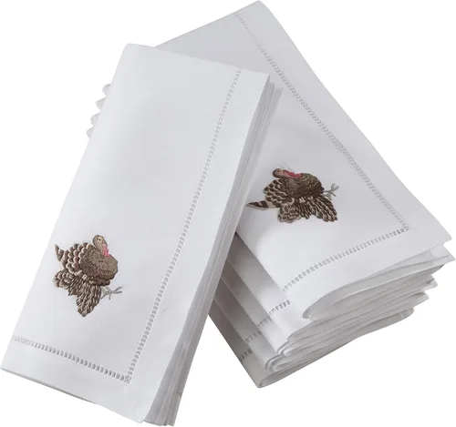 Miniatura 41 de Juego de 6 servilletas bordadas de magnolia hechas a mano con borde cosido