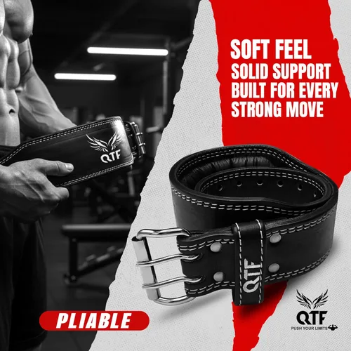 Miniatura 7 de QTF Cinturón de levantamiento de pesas, entrenamiento de gimnasio, soporte lumbar acolchado de cuero de 4 pulgadas para hombres y mujeres, 9