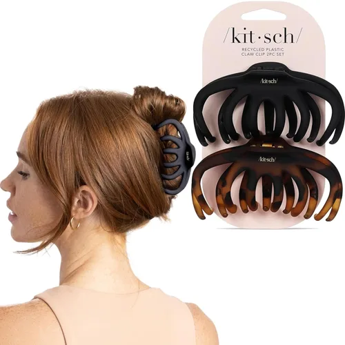 Miniatura 15 de Kitsch Pinzas grandes para el cabello para mujer, pinzas de pelo de moda, plástico mate, fácil agarre, perfectas para uso diario y ocasiones