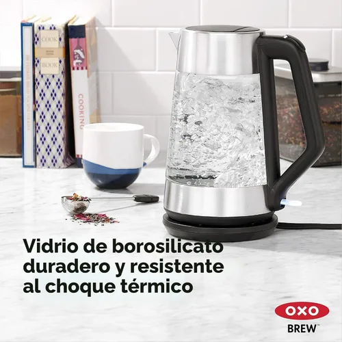 Miniatura 5 de OXO Hervidor eléctrico de vidrio, inalámbrico, de acero inoxidable