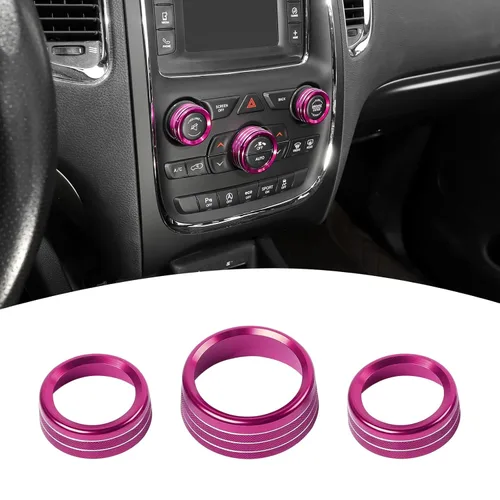 Anillo de Ajuste de Perilla de Interruptor de Volumen de AC Compatible con Dodge Charger 2011+/Challenger 2015+/RAM 2012-2017/Durango Rosa