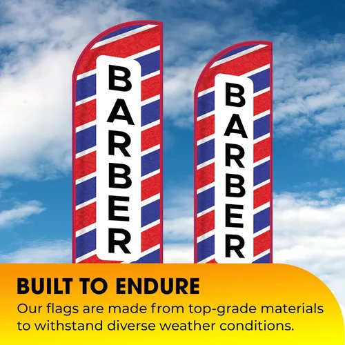 Miniatura 3 de OnPoint Wares Banderas de Barber Shop King – Paquete de 2 Banderas de publicidad exterior de 3 pies x 11.5 pies para negocios de peluquería