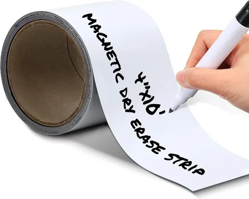 Houseables Tira magnética, rollo de cinta magnética, cinta magnética, 4 pulgadas x 10 pies, rollo magnético, etiqueta de borrado en seco, tiras para