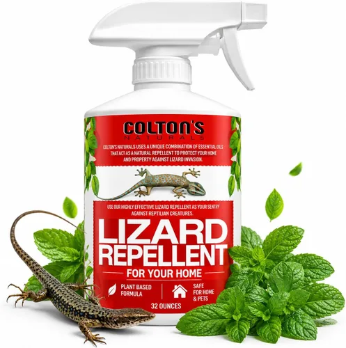 Colton's Naturals Repelente de lagartos de 32 onzas, disuasorio de reptiles para exteriores o interiores, espray 100% natural