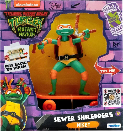 Miniatura 4 de Teenage Mutant Ninja Turtles 12.7 cm Edición de película Sewer Shredders Michelangelo Figura de acción trituradora para edades 3+